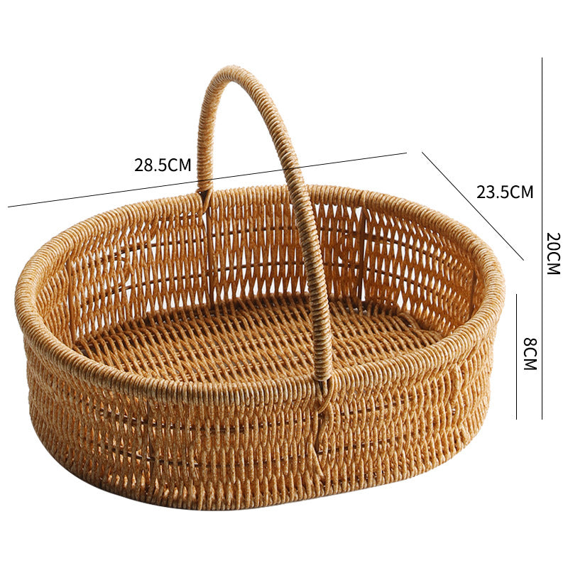 Decorative Woven Storage Basket with Mushroom Emblem Bowlift