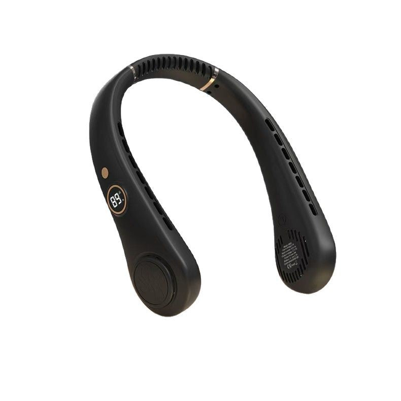 Unisex nan ergonomic hands-free neck fan with LED speed display and dual airflow outlets Bowlift