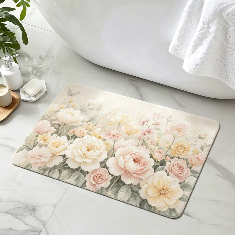 Floral-Themed Comfort Bath Mat Bowlift