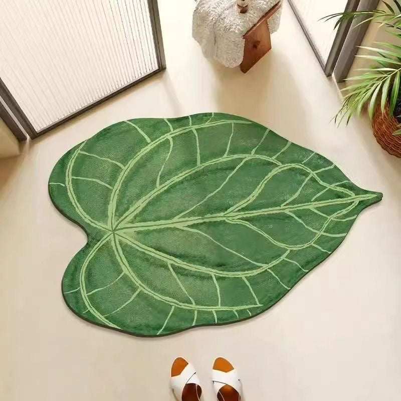 Leaf-Shaped Plush Bathroom Mat