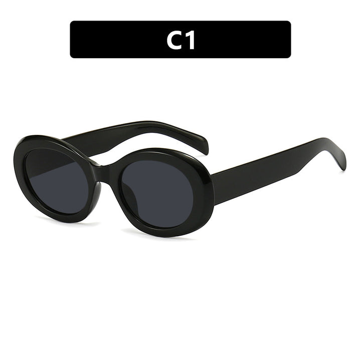 Women's fashionable sunglasses in original oval design with transparent frame and UV protection Bowlift