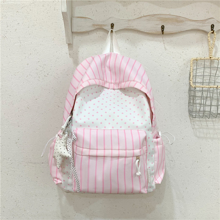 Charming Striped Patterned Backpack Bowlift