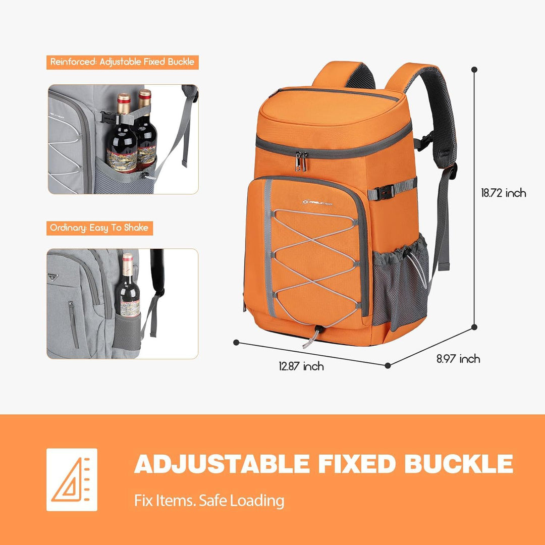 Unisex nan insulated picnic backpack with integrated cooler compartment, bottle holder and adjustable strap system Bowlift