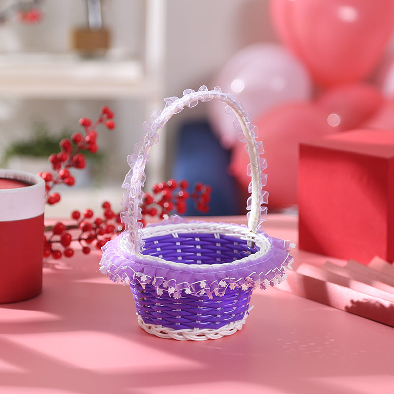 Girls Decorative Woven Easter Basket Bowlift