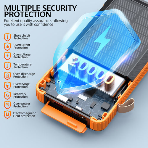 Solar Powerbank with Multifunctional LED Light and Integrated Charging Cable Bowlift