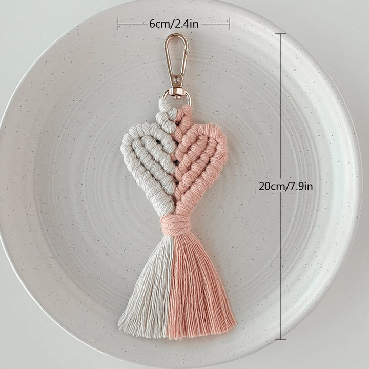Macrame Heart Keychain Holder Bowlift
