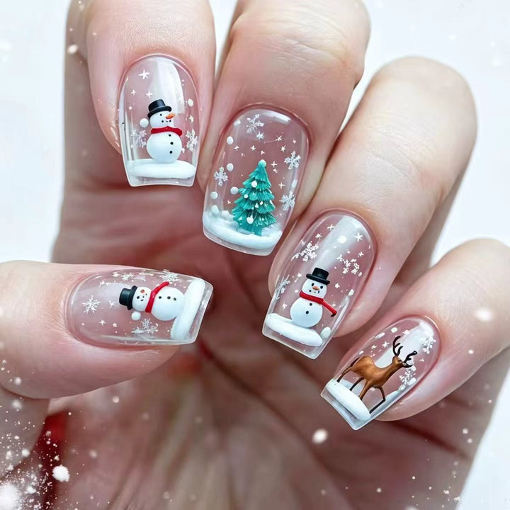 Artificial nails with festive winter design Bowlift
