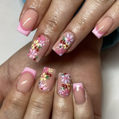 Artful nail design with colorful floral patterns Bowlift