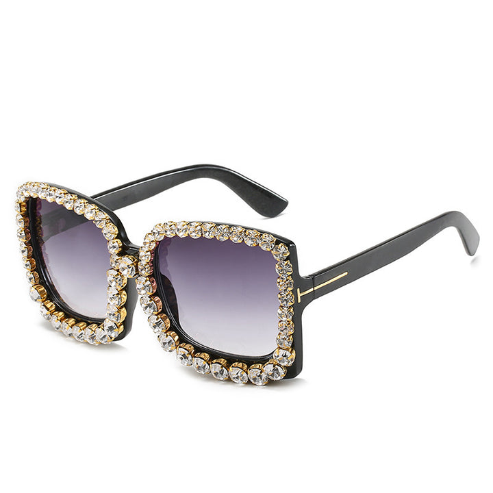 Glamorous Rhinestone-Embellished Oversized Sunglasses Bowlift