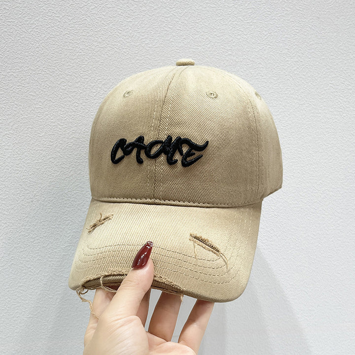 Men's Distressed Front Embroidered Baseball Cap Bowlift