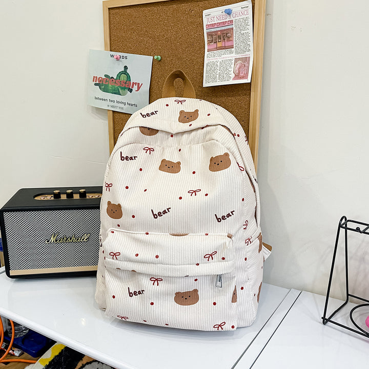Cute Bear Print Backpack Bowlift