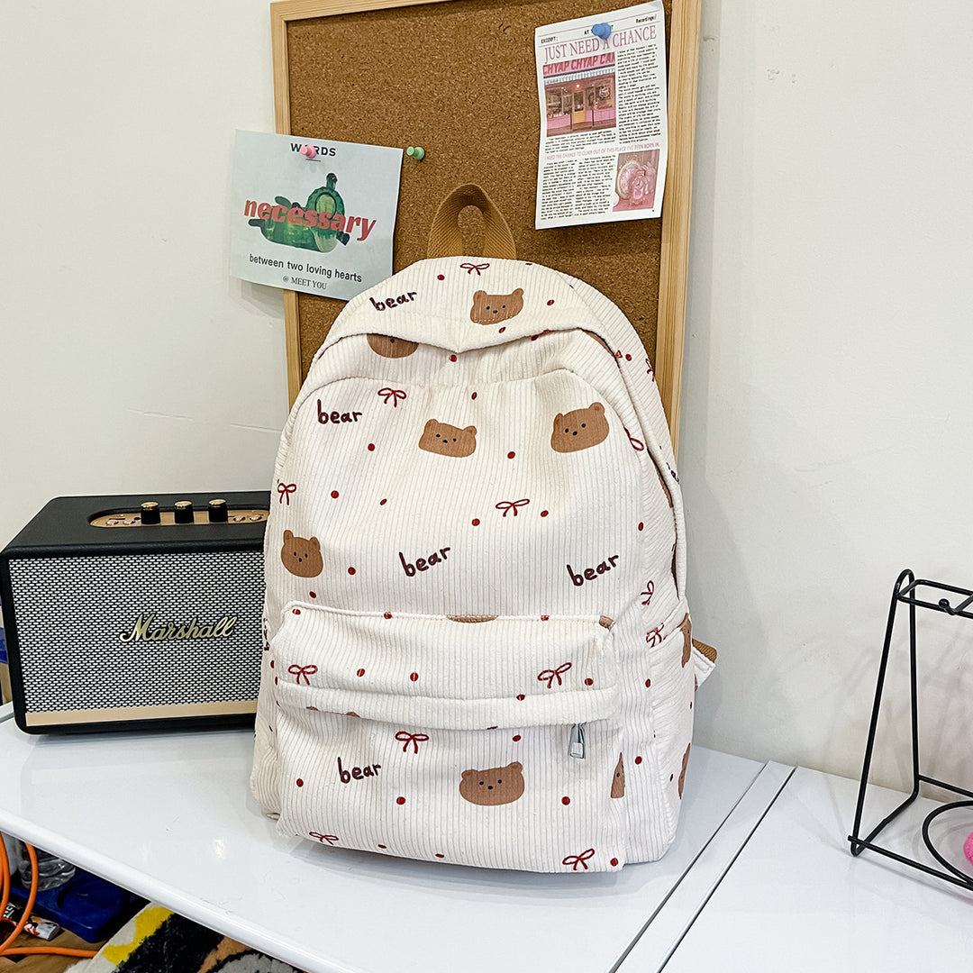 Backpack with Playful Bear Design and Practical Compartments Bowlift