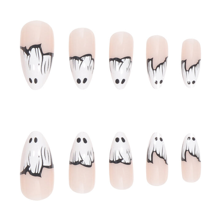 Ghost-Themed Press-On Nail Art Bowlift