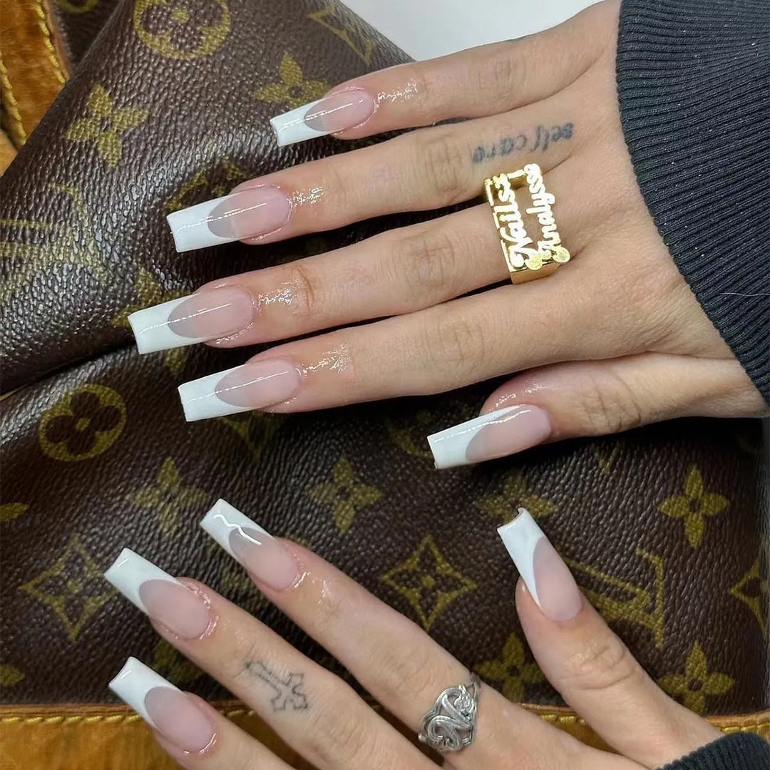 Artful nail extensions with translucent French tip Bowlift