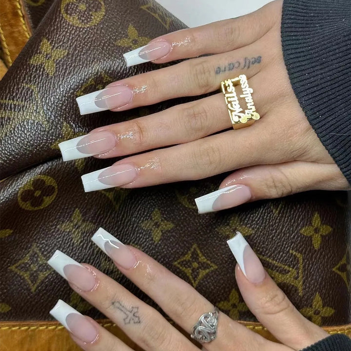 Artful nail extensions with translucent French tip Bowlift