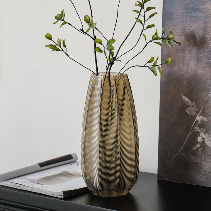 Decorative glass vase with ribbed structure Bowlift