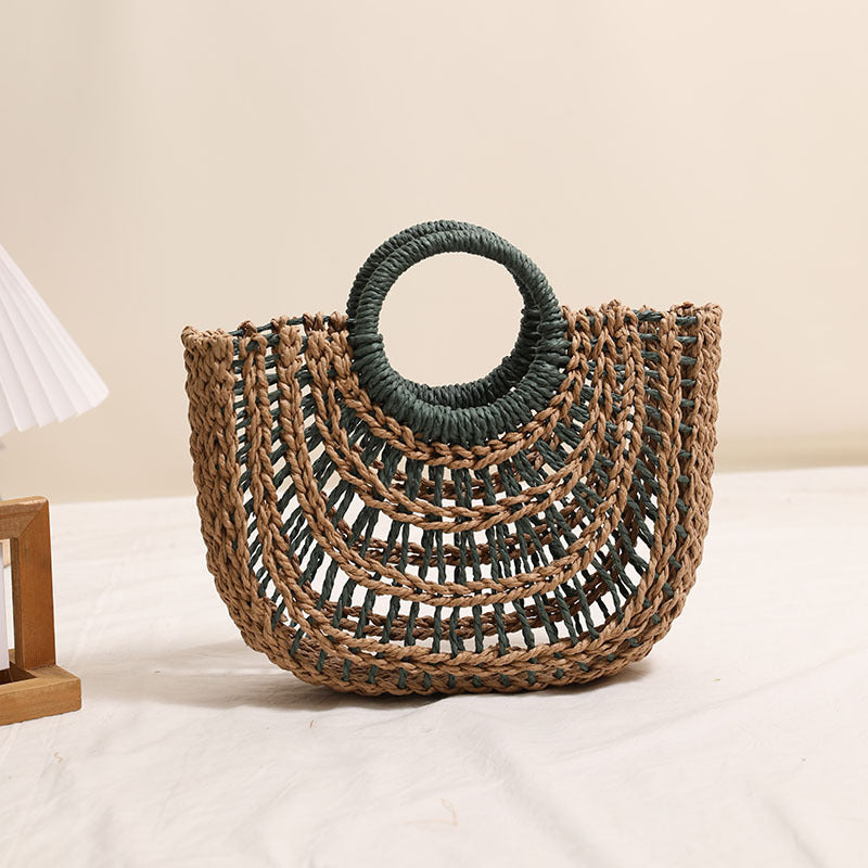 Handcrafted basket bag with stylish ring handle Bowlift