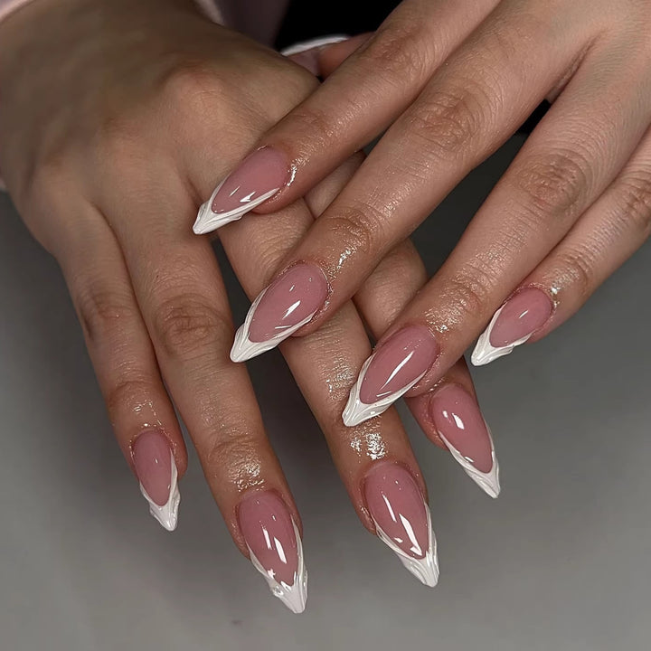Elegant Artificial Nails with Pointed Design Bowlift
