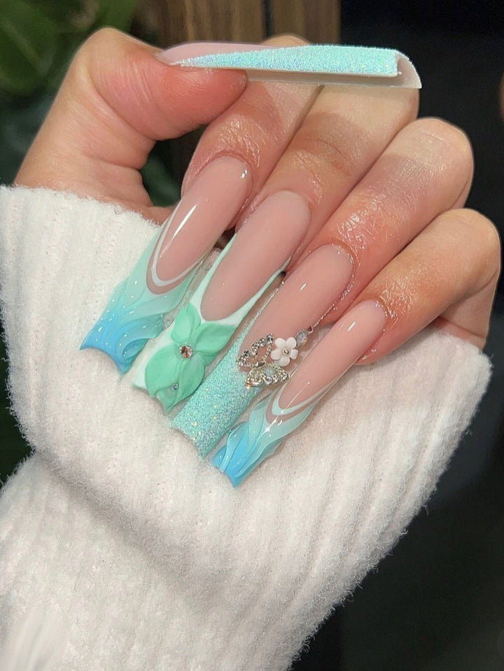 Artistic 3D Long Acrylic Nail Enhancements Bowlift