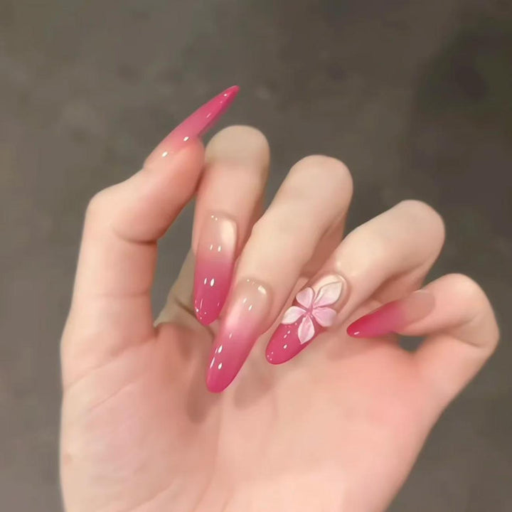 Artistic Stiletto Press-On Nails with Silver Accents Bowlift