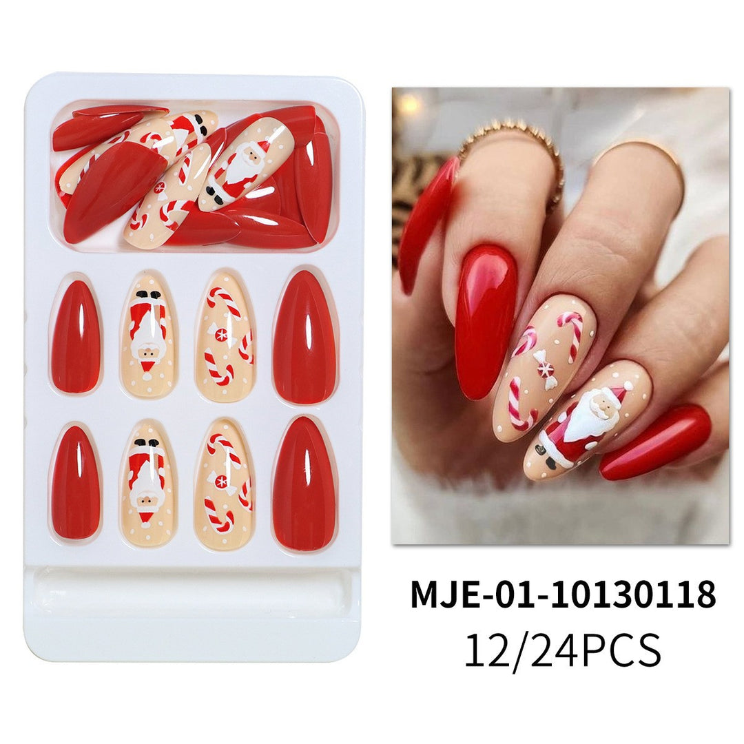 Premium Glossy Glittering Almond-Shaped Press-On Nails Bowlift