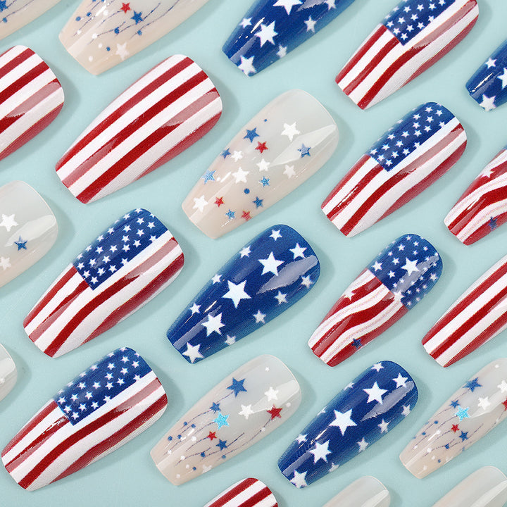 Patriotic design artificial nails Bowlift