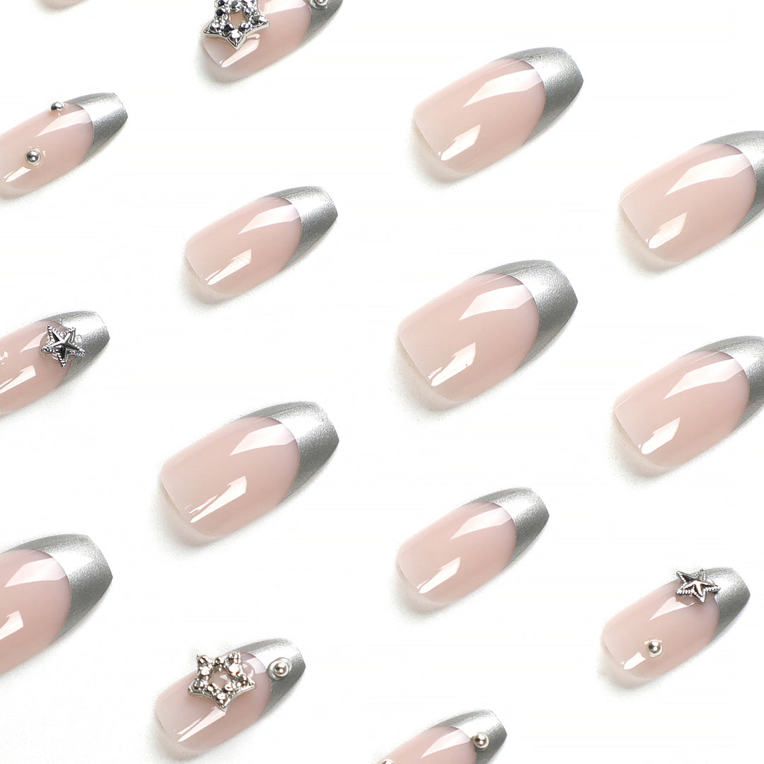 Glamorous acrylic nails with sparkling star design Bowlift