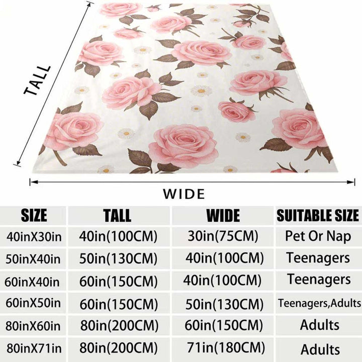 Floral Print Fleece Throw Blanket