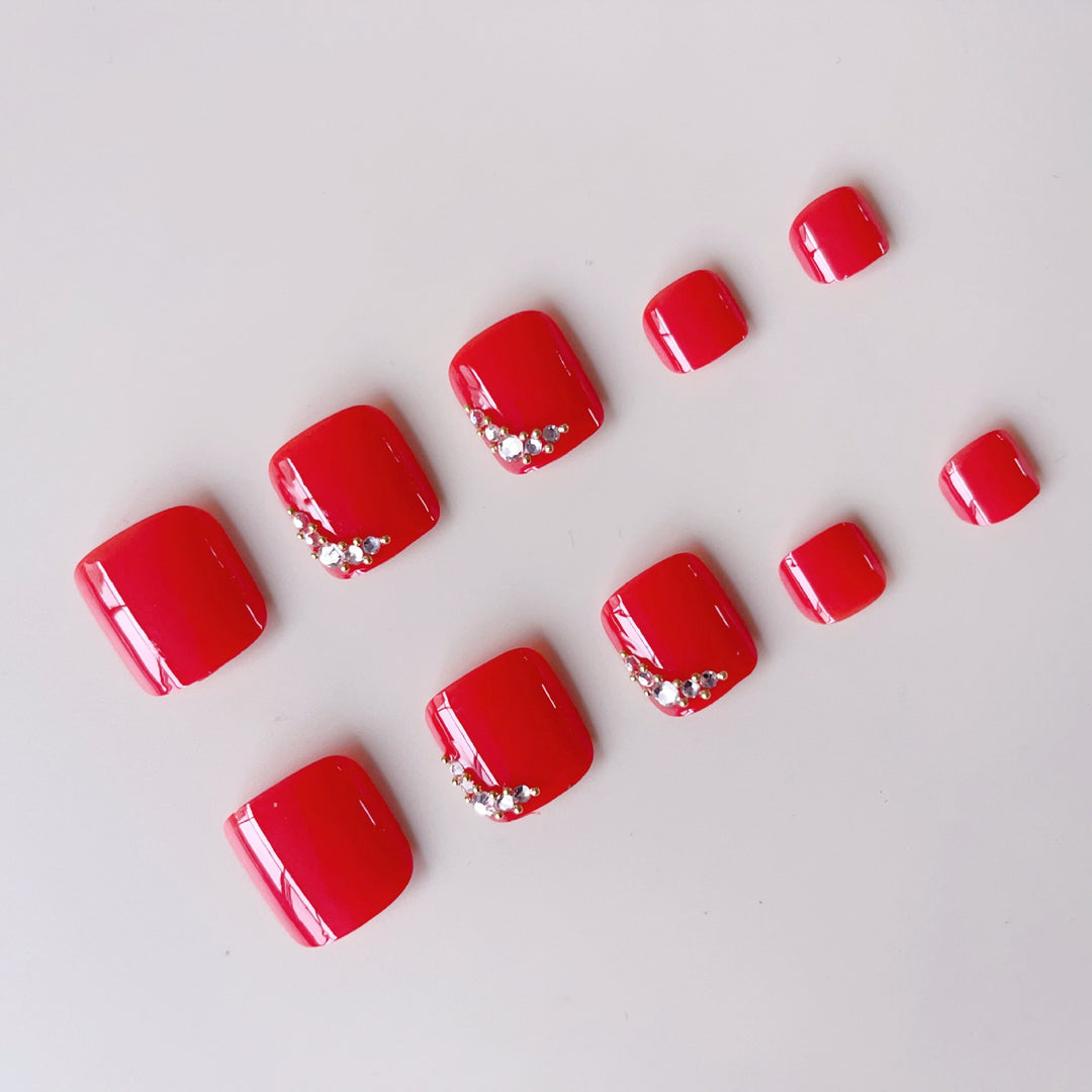 Acrylic nail set with elegant rhinestone details Bowlift
