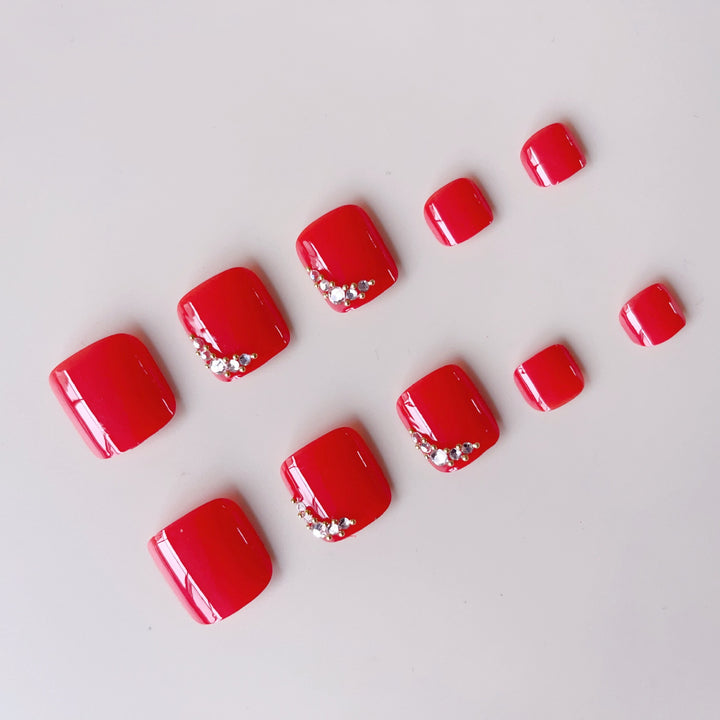 Acrylic nail set with elegant rhinestone details Bowlift