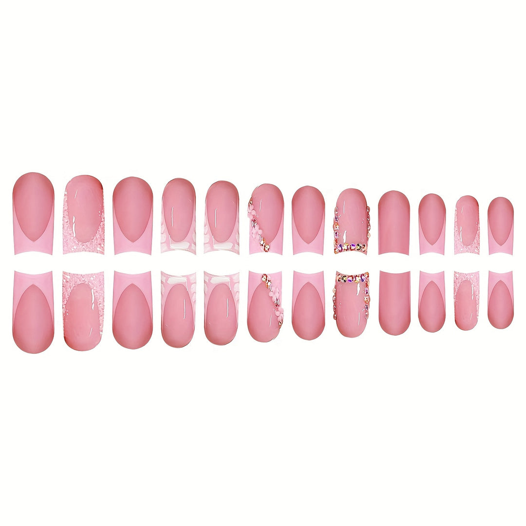 Decorative Press-On Nails with Rhinestone Accents Bowlift