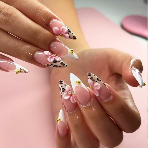 Elegant Floral Acrylic Press-On Nail Set Bowlift