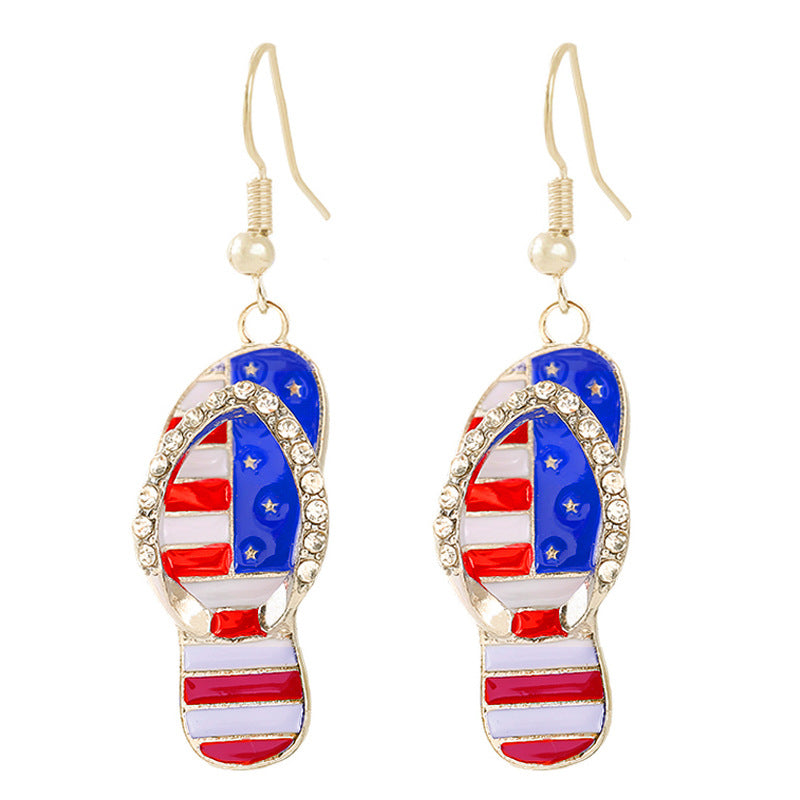 Women's nan patriotic horseshoe enamel dangle earrings with star-accented design and fishhook findings Bowlift