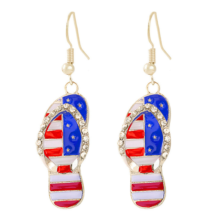 Ladies enamel earrings horseshoe with star stripe motif Bowlift