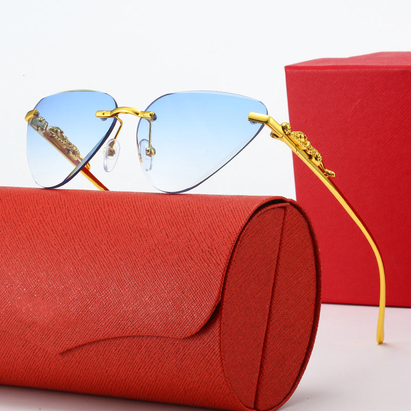 Women's Designer Sunglasses with Creative, Triangular Frame and Elegant Gold Accents Bowlift