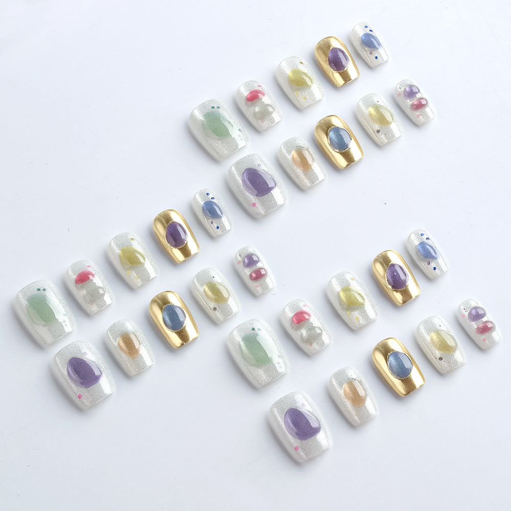 Artistic Stone-Inspired Press-On Nails Bowlift