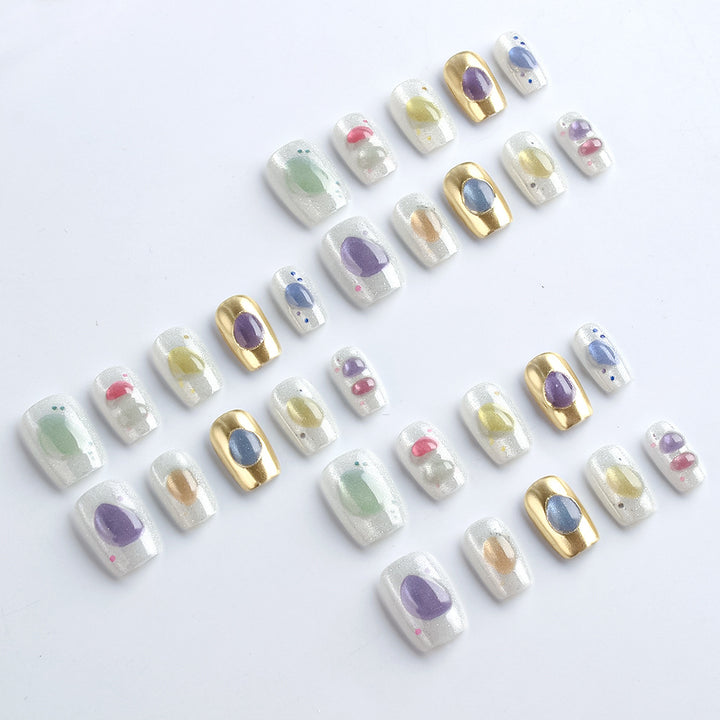Artistic Stone-Inspired Press-On Nails Bowlift