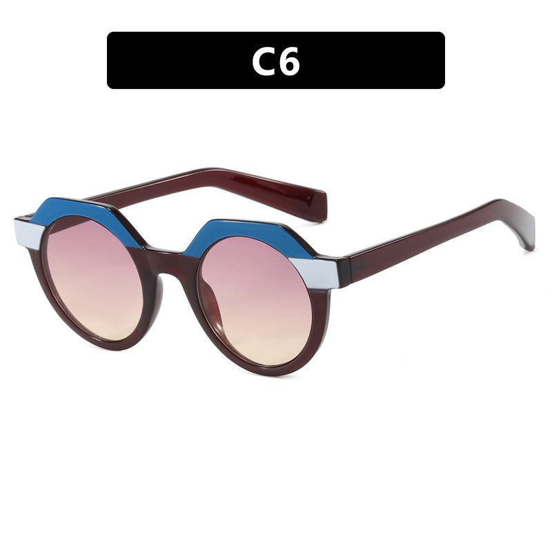 Ladies extravagant round sunglasses with colored accented frame Bowlift