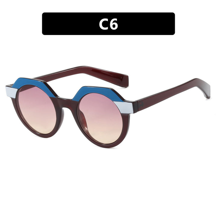 Ladies extravagant round sunglasses with colored accented frame Bowlift