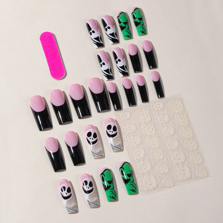 Whimsical Skull Art Nail Extensions Bowlift