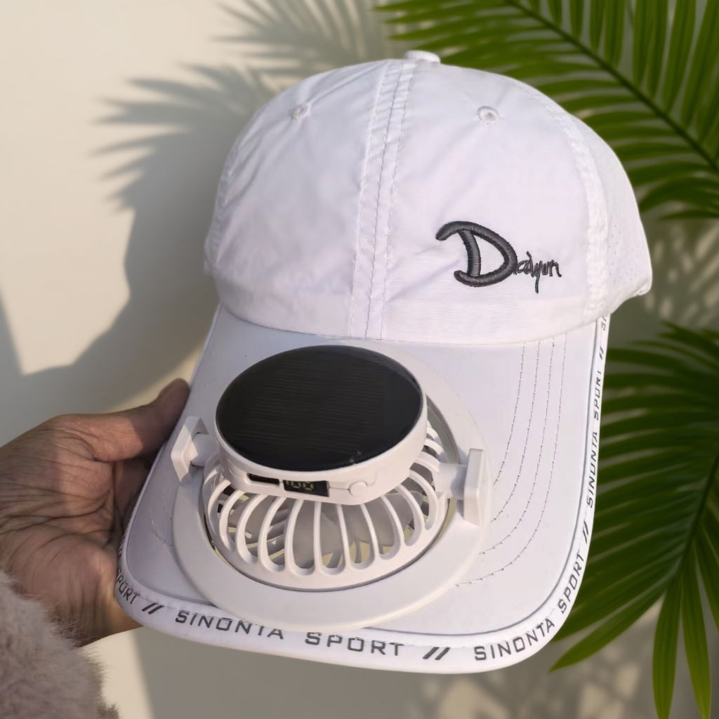 Sporty baseball cap with detachable solar fan Bowlift