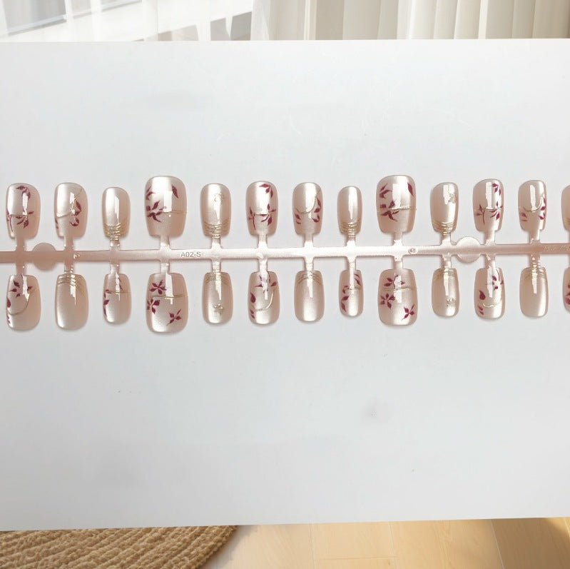Artistic Floral Press-On Nails Set Bowlift