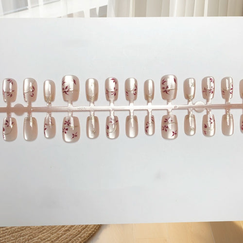 Artistic Floral Press-On Nails Set Bowlift