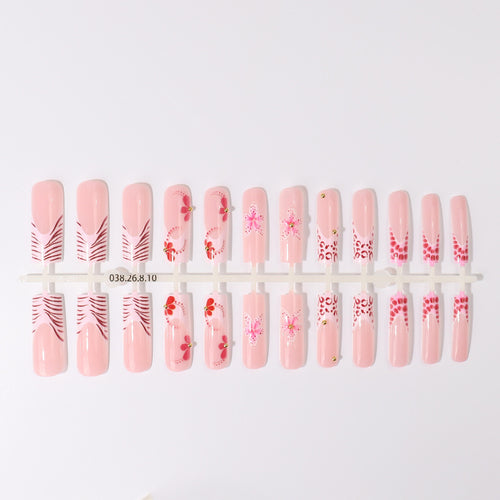 Artistic Floral Design Press-On Nail Set Bowlift