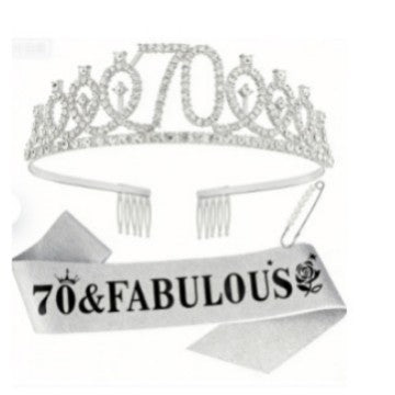 Women's Glittering Birthday Tiara Set with Sash Bowlift