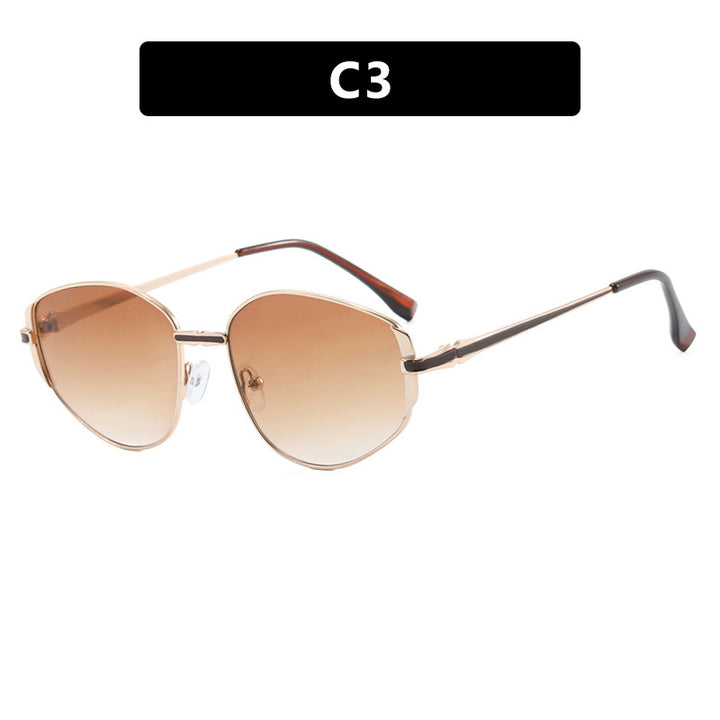 Women modern geometric sunglasses with stylish metal frame Bowlift