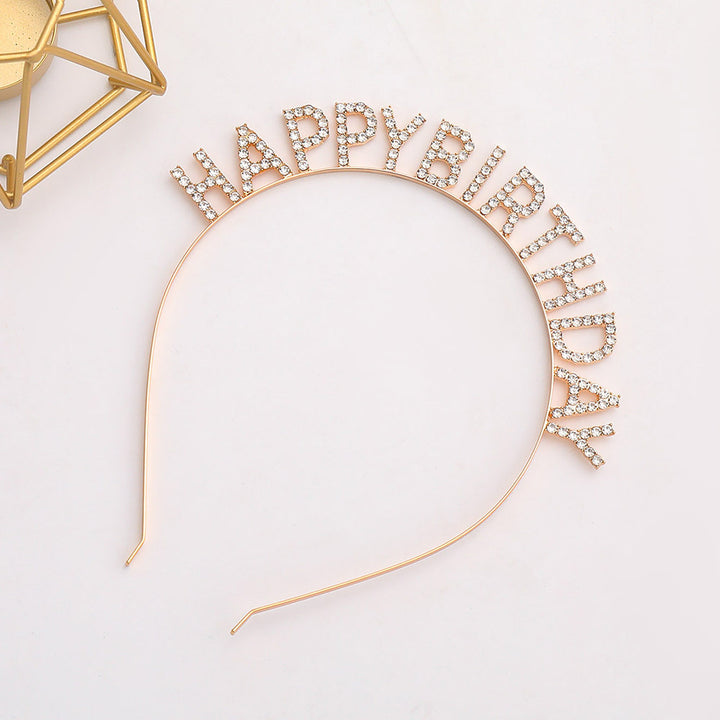 Ladies Glitter Headband with "Happy Birthday" Inscription Bowlift