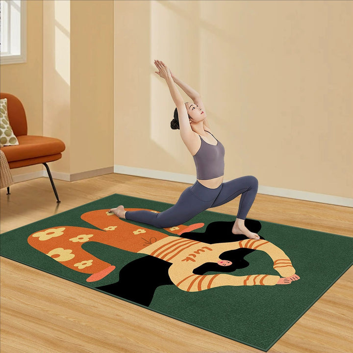 Extra-Thick Non-Slip Printed Yoga Mat with Artistic Illustration Bowlift