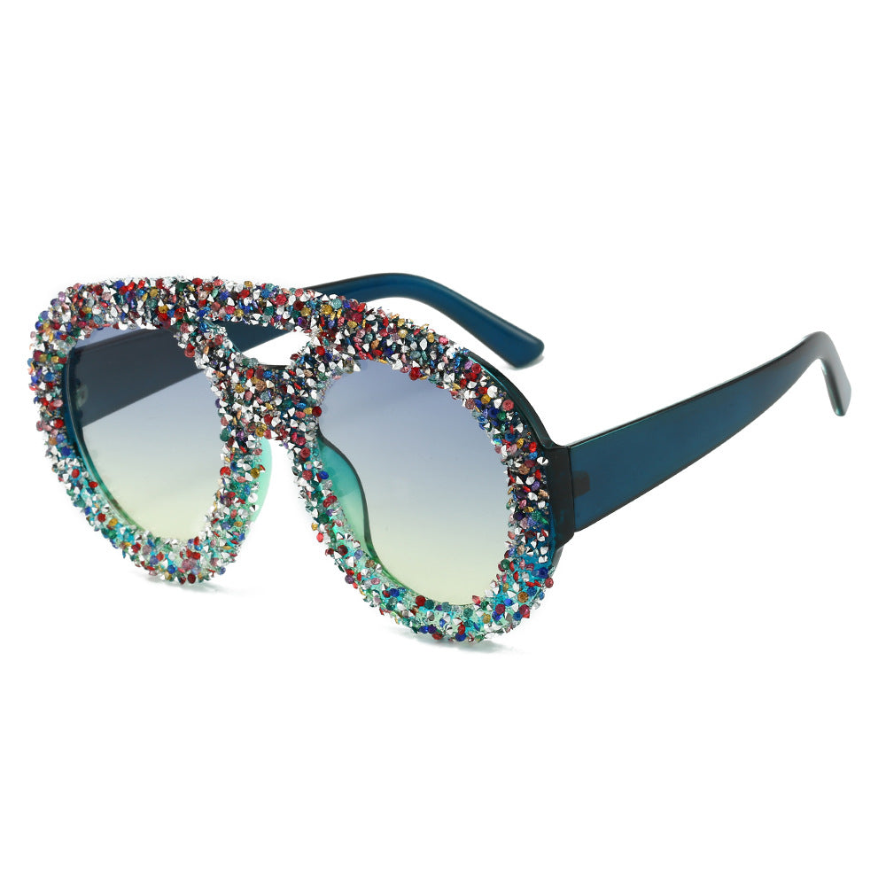 Women's fashionable sunglasses with glamorous rhinestone frame Bowlift