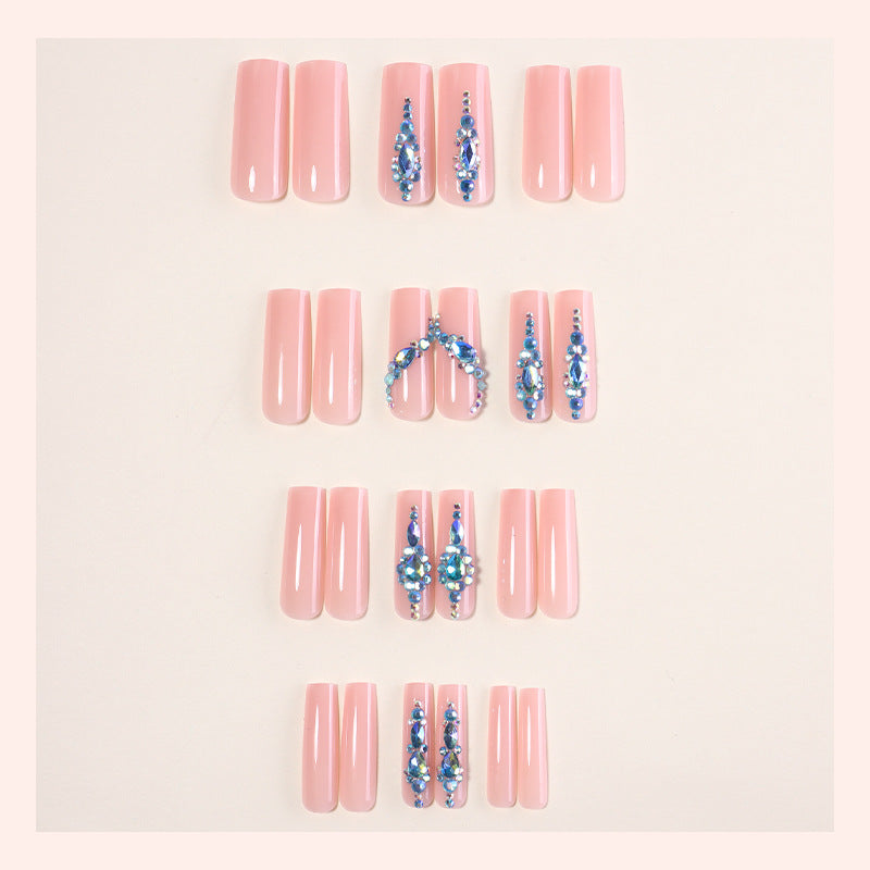 Decorative Press-On Nail Art Set with Gemstone Accents Bowlift